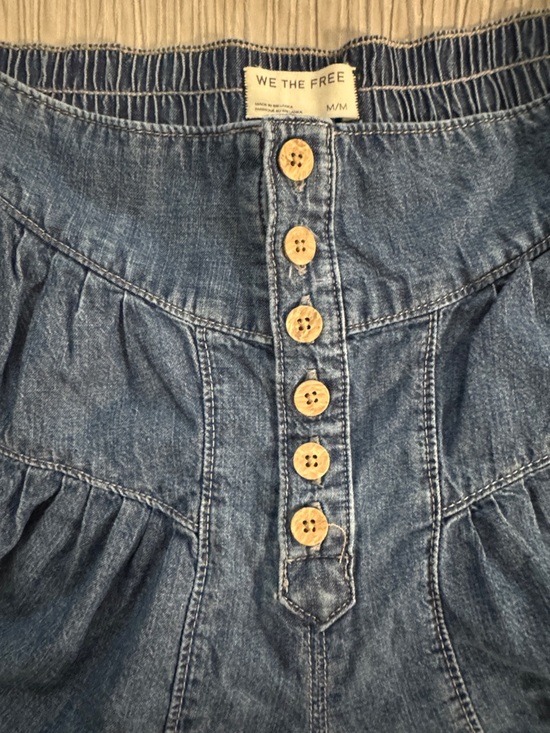We The Free Pants - We The Free Blue Denim Button-Front Women's Shorts